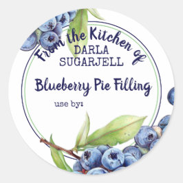 Sticker Rond Blueberries bleuet tarte aux fruits confiture étiq