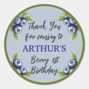 Sticker Rond Blueberry 1er anniversaire bébé garçon premier