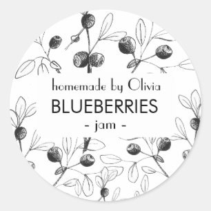 Sticker Rond Blueberry Blueberry à l'aquarelle moderne