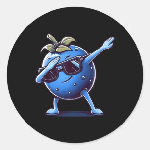 Sticker Rond Blueberry Dabbing Boys Girls Dancing