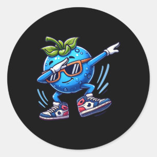 Sticker Rond Blueberry Dabbing Dancing Blueberry Fruit