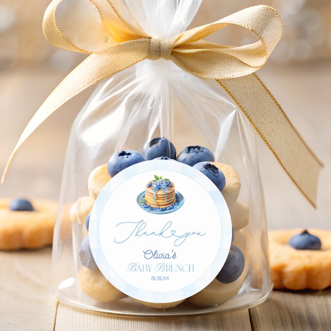 Sticker Rond Blueberry Pancake Baby Brunch Baby shower Merci (Créateur téléchargé)