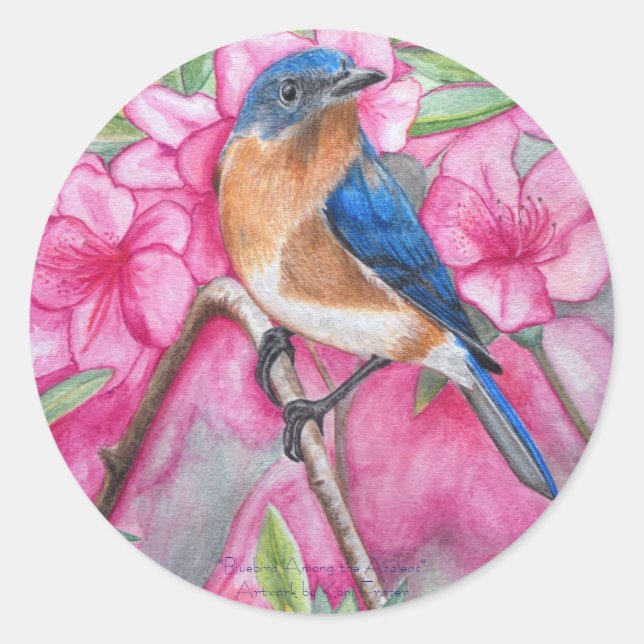 Sticker Rond Bluebird Parmi les TICKERS Azaleas (Devant)