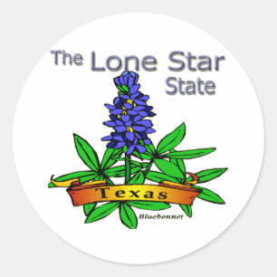 Sticker Rond Bluebonnet solitaire d'état d'étoile du Texas