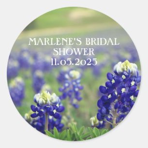 Sticker Rond Bluebonnets Blue Flowers Texas Floral Mariage