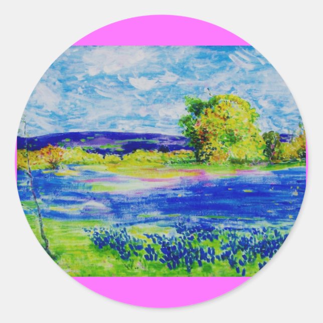Sticker Rond bluebonnets pour toujours (Devant)
