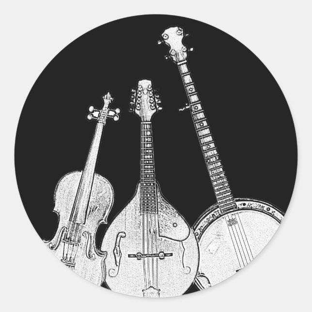 Sticker Rond Bluegrass Band B&W (Devant)