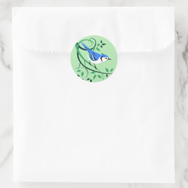 Sticker Rond Bluejay sur la branche de l'arbre (Sac)