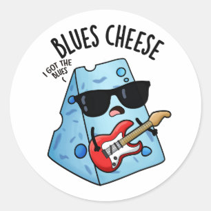 Sticker Rond Blues Fromage amusant Pun de nourriture