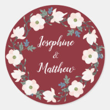 Blush Floral Wreath Bourgogne Mariage personnalisé
