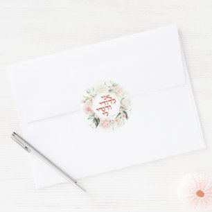 Sticker Rond Blush & Green Spring Juif Hébreu Chuppah