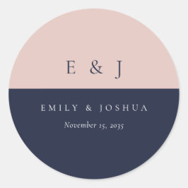 Sticker Rond Blush Navy Mariage moderne