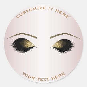 Sticker Rond Blush Pearl Pink Maquillage Eyelashes Beauté Party