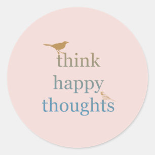 Sticker Rond Blush Pense Heureux Pensées Oiseaux