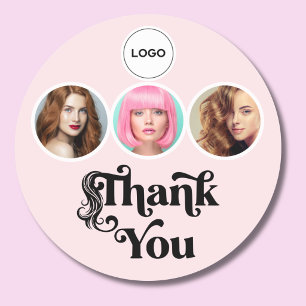 Sticker Rond Blush Rose 3 Photo Logo de Coiffeur Merci