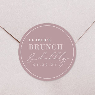 Sticker Rond Blush rose calligraphie Bridal Brunch et Bubbly Cl