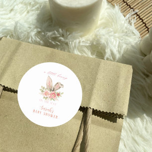 Sticker Rond Blush rose Floral oreilles Baby shower