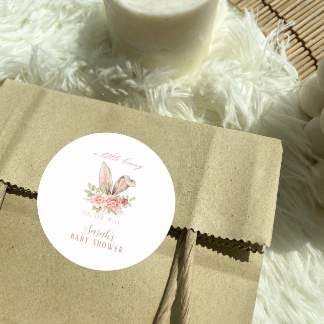 Sticker Rond Blush rose Floral oreilles Baby shower (Créateur téléchargé)