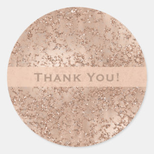 Sticker Rond Blush Rose Gold Glam Rose Pailleté Craquelé