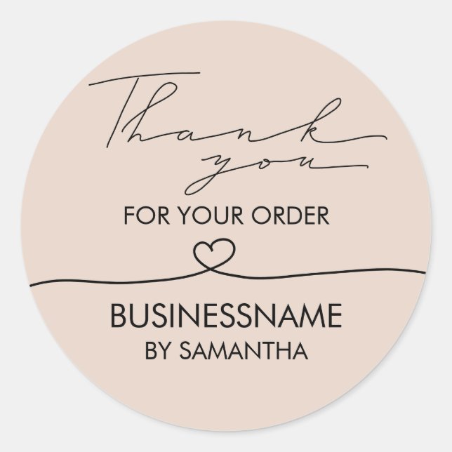 Sticker Rond Blush rose moderne simple merci pour la commande (Devant)