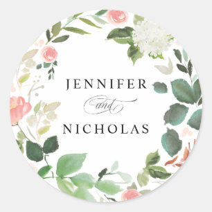 Sticker Rond Blush Spring Floral   Mariage