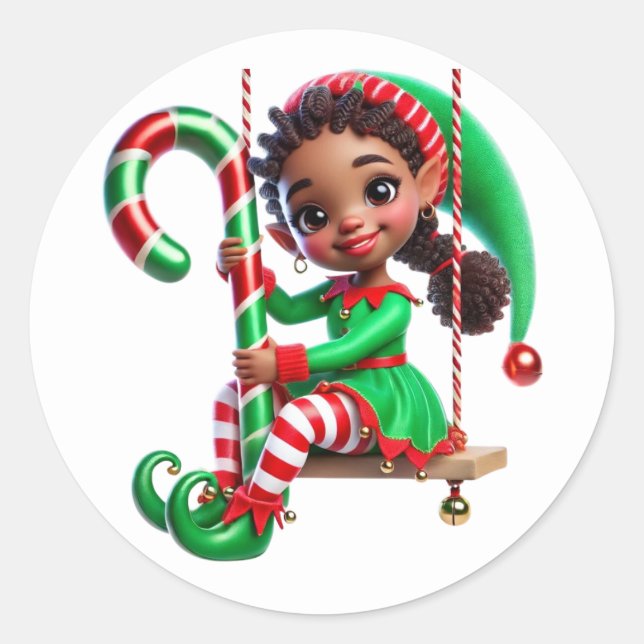 Sticker Rond BMSC Père Noël Petit Helper Elf, V3 (Devant)