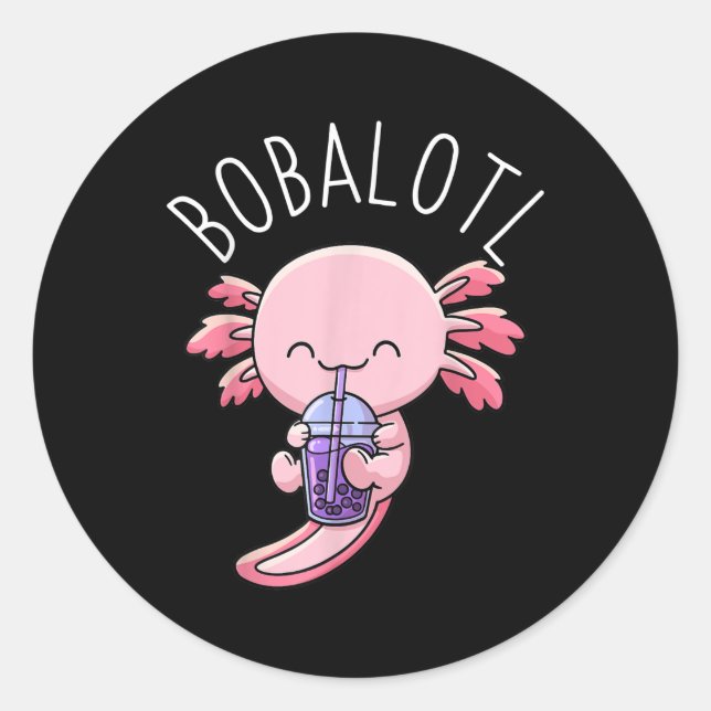 Sticker Rond Bobalotl Axolotl Boba Tea Bubble Milk (Devant)