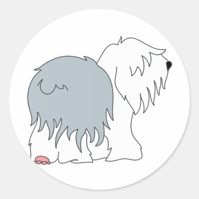 Sticker Rond Bobtail Sheepdog (Devant)