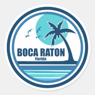 Sticker Rond Boca Raton Floride Palm Tree Birds