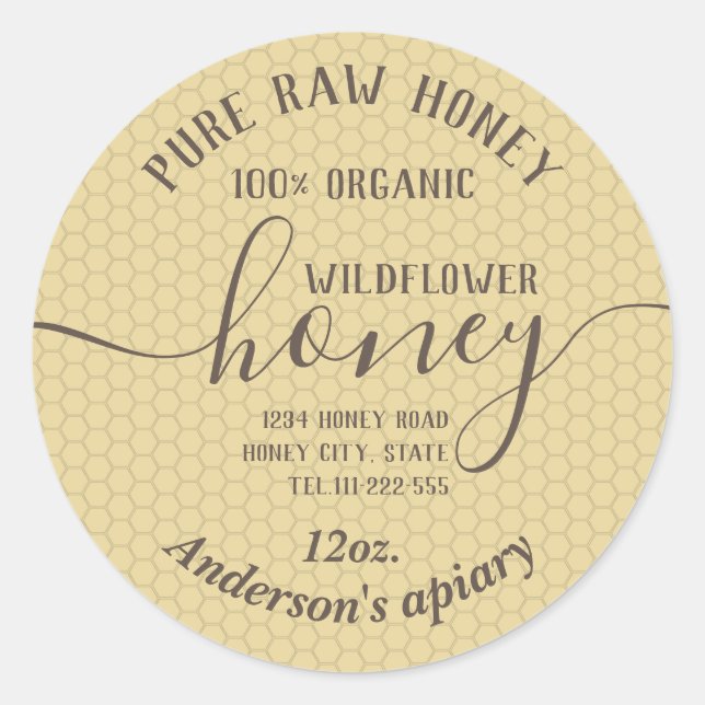 Sticker Rond Bocal de miel moderne simple (Devant)