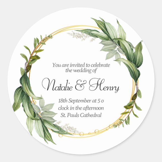 Sticker Rond Boda en Oro hojas primavera (Devant)