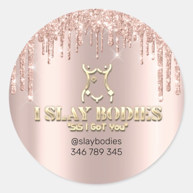 Sticker Rond Bodies à incandescence Logo Cosmétique Sculpture R (Devant)