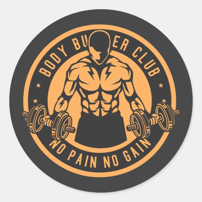 Sticker Rond Bodybuilder Club (Devant)