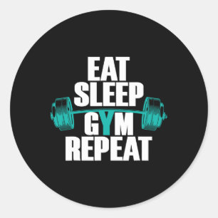 Sticker Rond Bodybuilding Funny Teat Manger Sleep Gym Répétitio