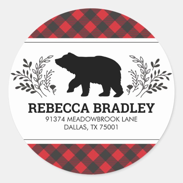 Sticker Rond Boeuf à bison de bois Adresse de retour (Devant)