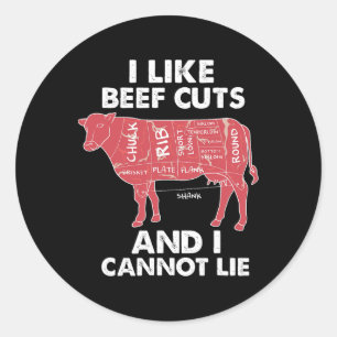 Sticker Rond Boeuf amusant Graphique I Boucher Barbecue