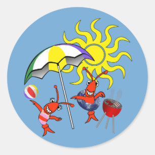 Sticker Rond Boeuf mignon Homard été