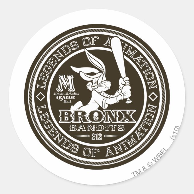 Sticker Rond BOGS BUNNY™ Bronx Bomber's Round Logo B/W (Devant)