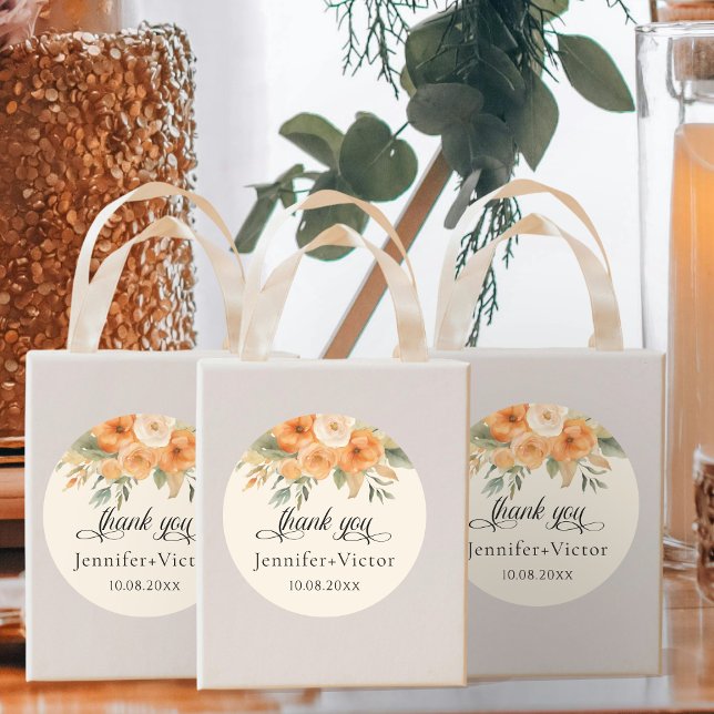 Sticker Rond Bohème Aquarelle Fleurs Mariage Merci (Créateur téléchargé)