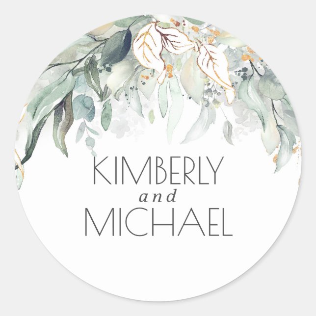 Sticker Rond Bohème Aquarelle Verdure Été romantique (Devant)