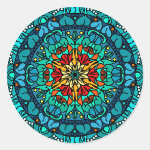 Sticker Rond Bohème de Bohême Clair    de Mandala