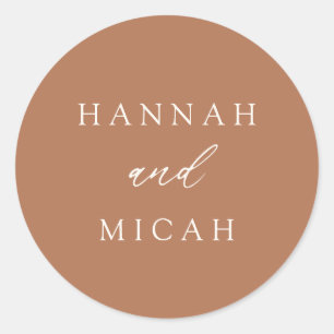 Sticker Rond Bohème moderne Burnt Orange Mariage Classic Round