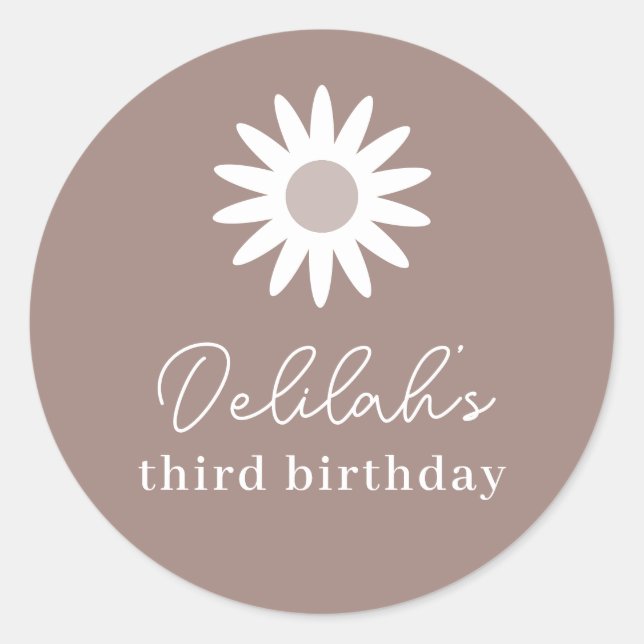 Sticker Rond Bohemian Daisy Anniversaire (Devant)