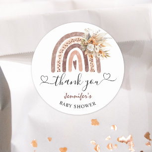Sticker Rond Boho Arc-en-ciel Baby shower neutre classique