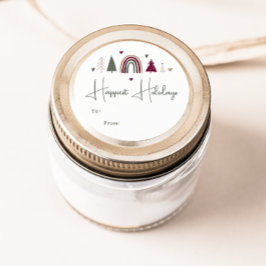 Sticker Rond Boho Arc-en-ciel et Coeurs Happest Vacances à