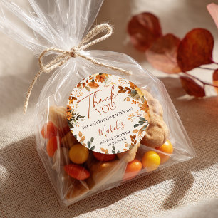 Sticker Rond Boho Automne Amour Aquarelle Rustique Merci