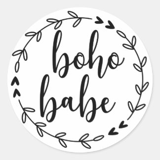 Sticker Rond Boho Babe Wreath