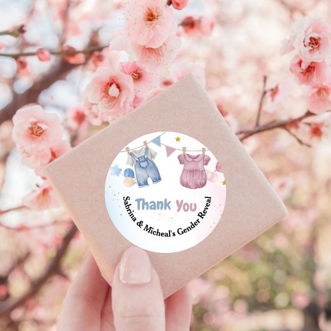 Sticker Rond Boho Baby Clotheline Genre Révéler Merci (Créateur téléchargé)