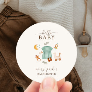 Sticker Rond Boho Baby Girl Baby shower de vêtements