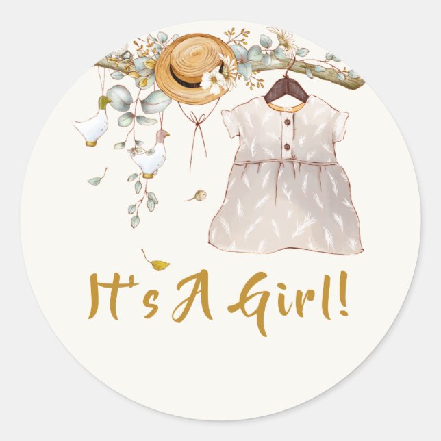Sticker Rond Boho Baby Girl habit (Devant)
